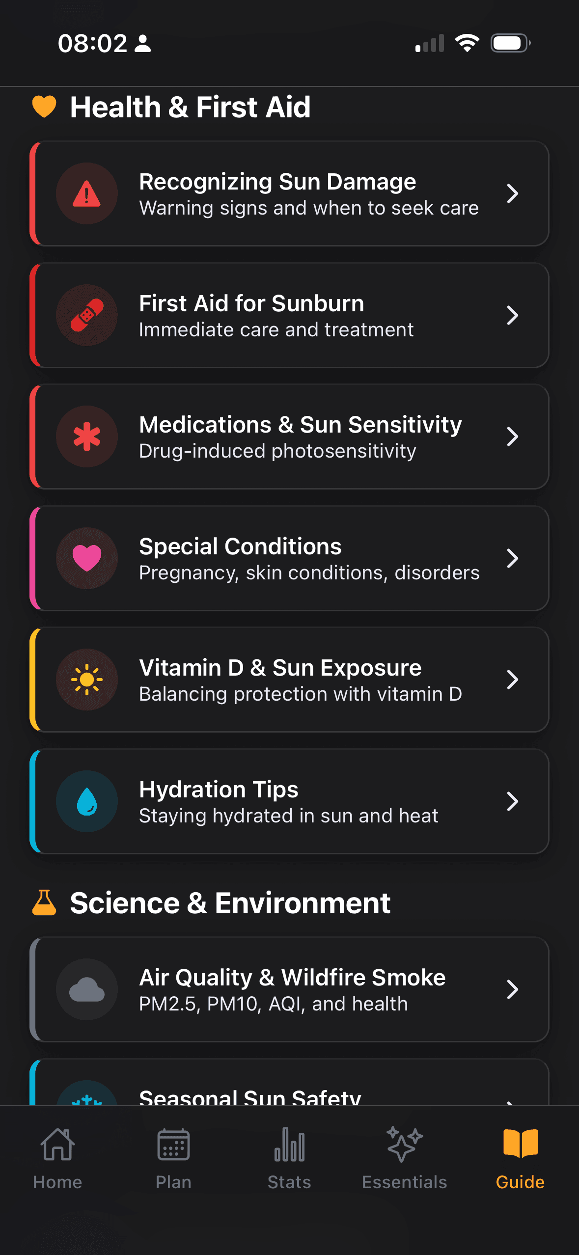 Sun Safety Guide — Health & First Aid section